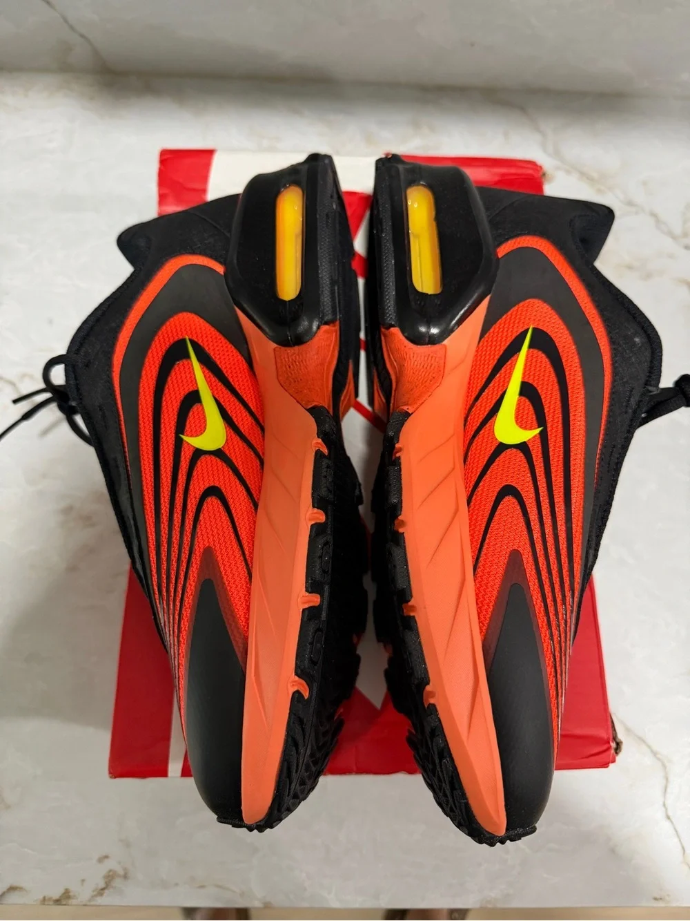 Nike Black and Neon Orange Swoosh Running Sneakers